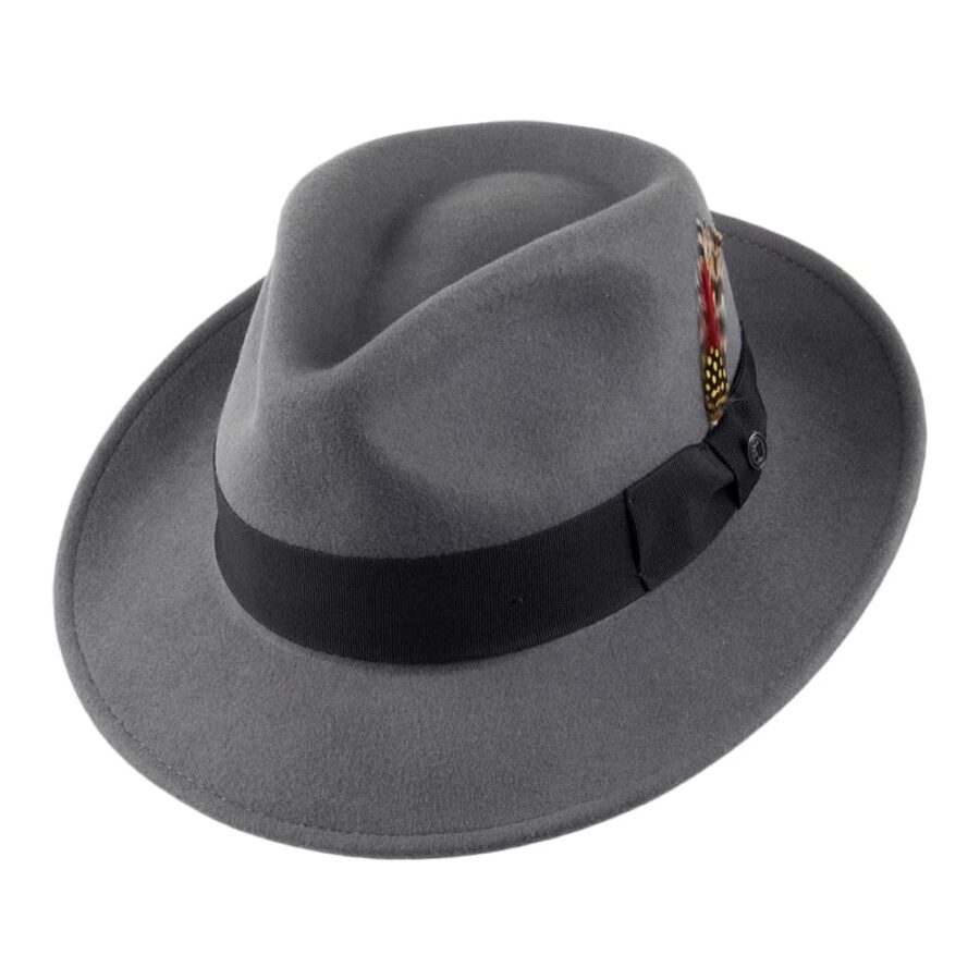 Grey Crushable C-Crown Wool Felt Fedora Hat