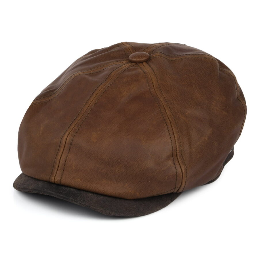 Brown Leather Flat Cap