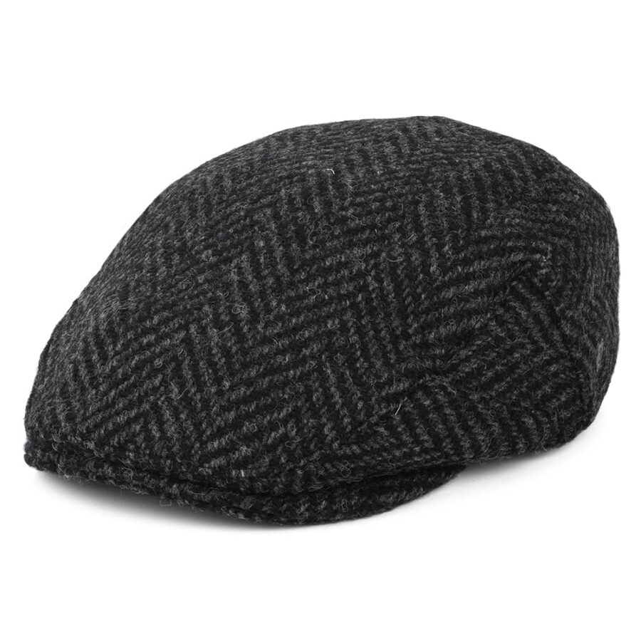 Grey Wool Blend Flat Cap