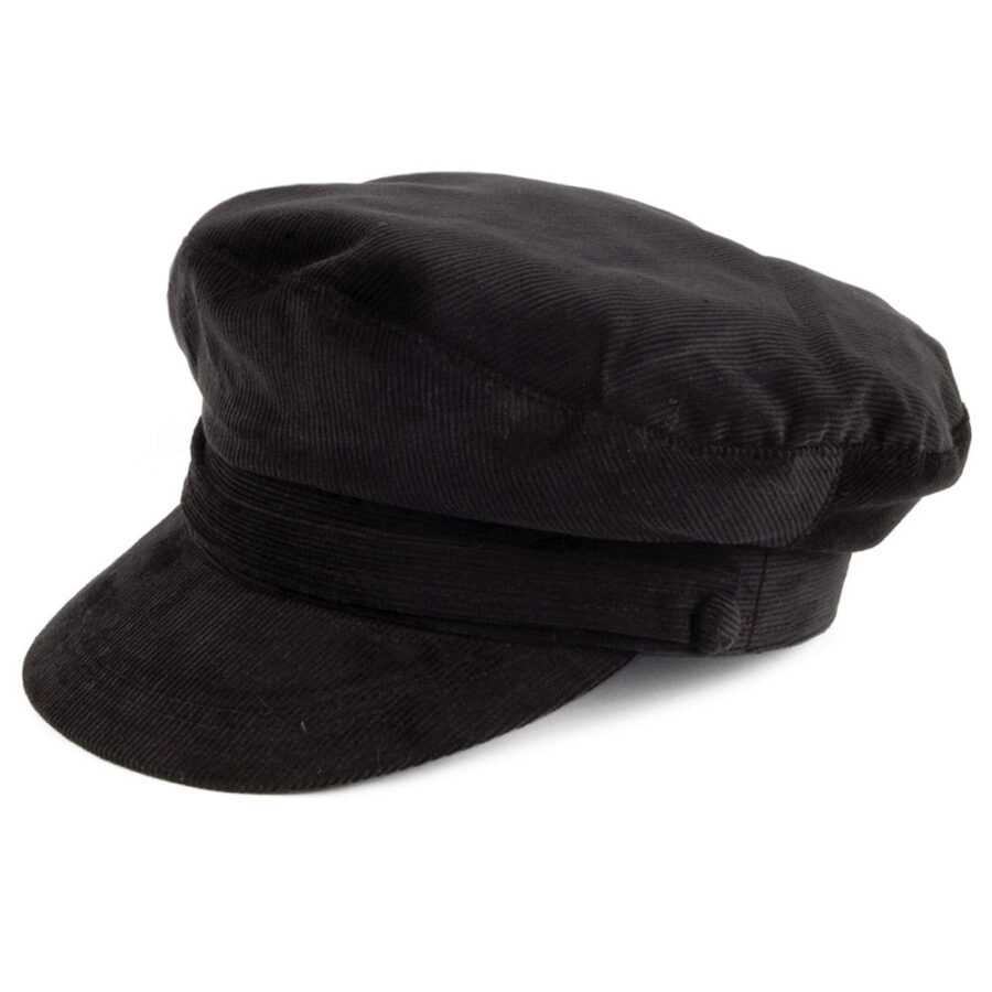 Black Corduroy Flat Cap