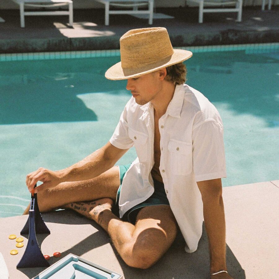 Handwoven Raffia Straw Fedora Hat