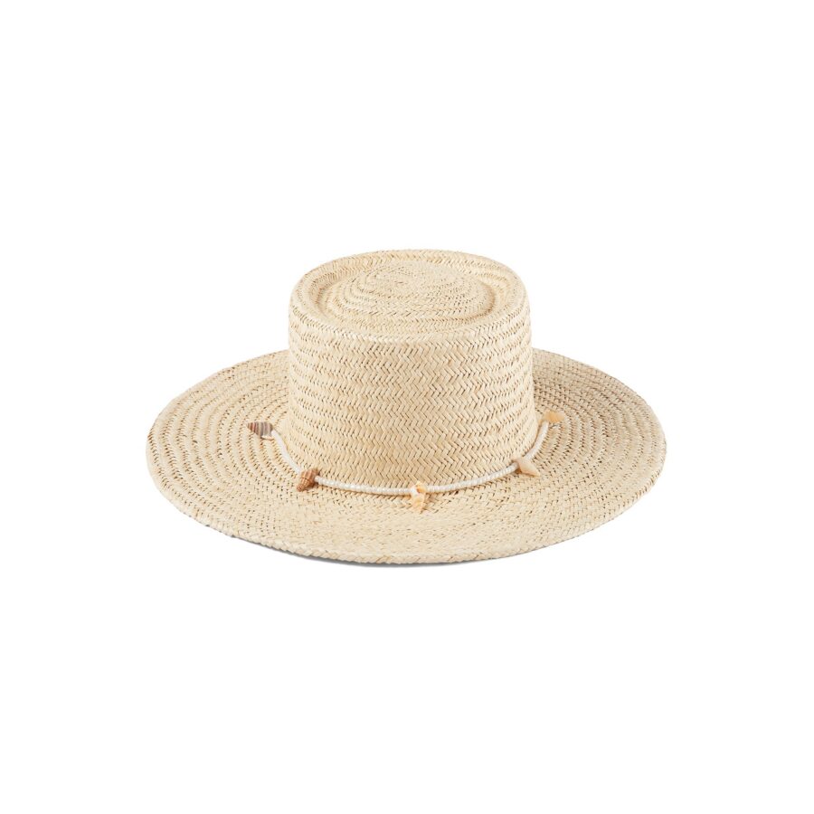 Shell Trim Straw Boater Hat